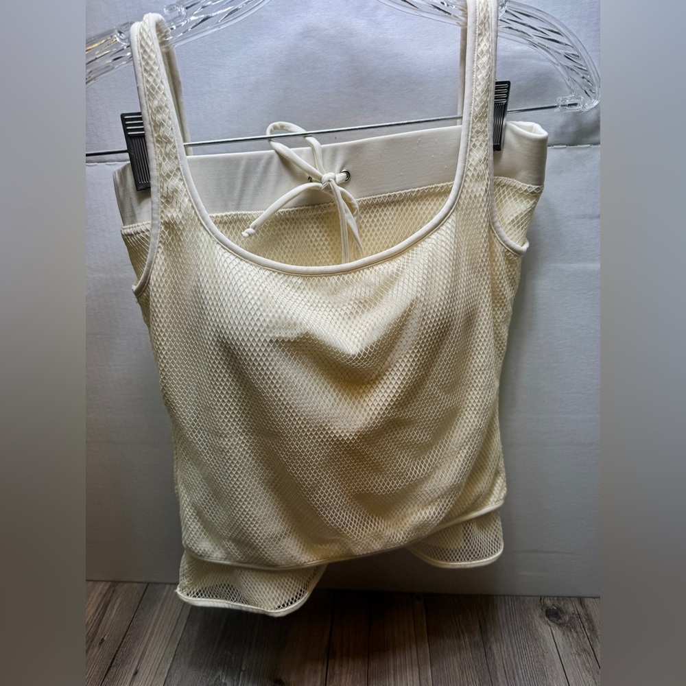 Burberry London Women’s Mesh Tank Top And Skirt Set Cream Ivory Size Medium
